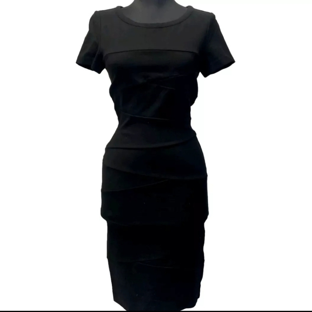 Diane Von Furstenberg Size 2 Crew Black Bodycon Mini Dress Office Work B22#11